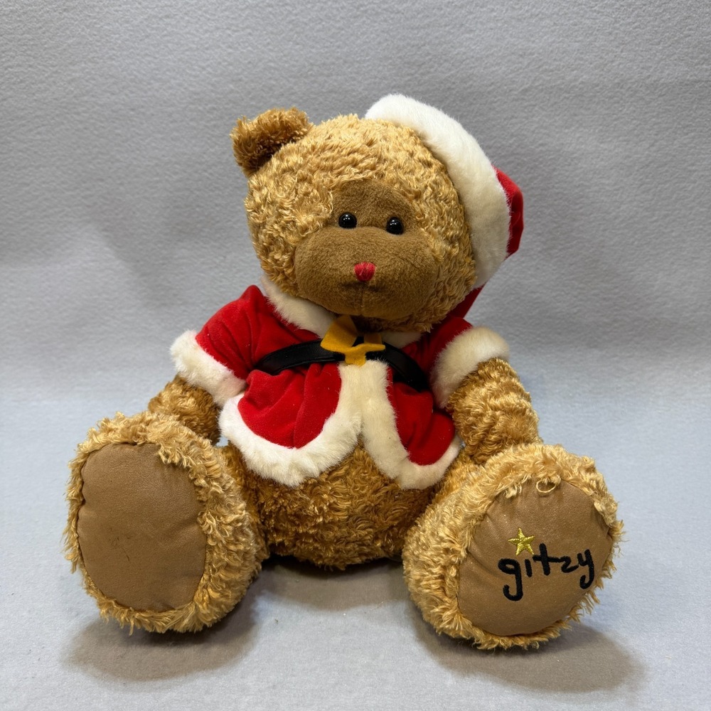 Beverly Hills Teddy Bear Co Gitzy Christmas Santa Stuffed Plush Teddy Bear